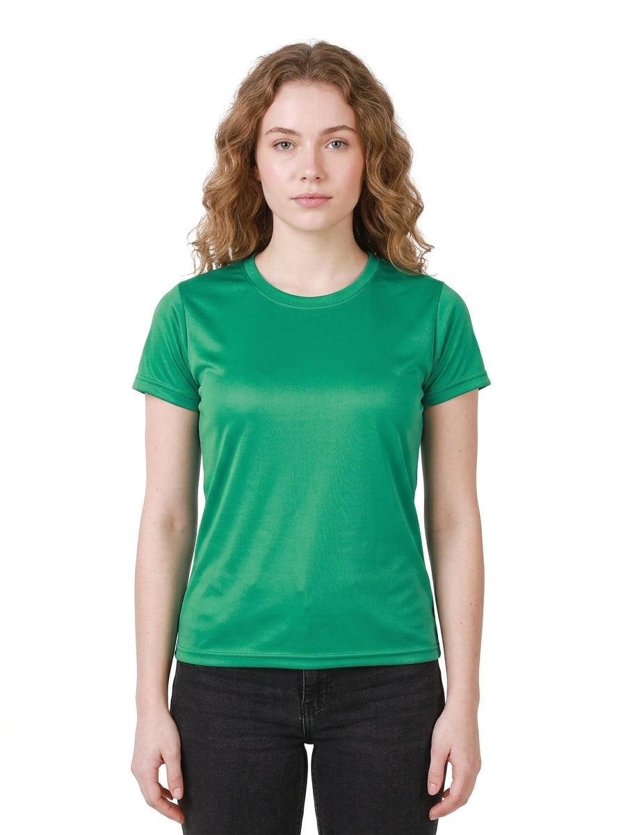 Womens/Girls polyster tshirt, thick fabric casual and gym tshirt (Light Green)