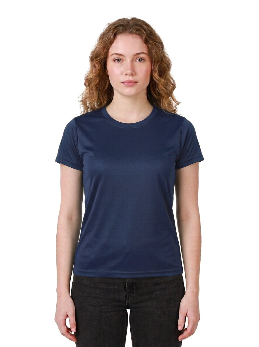 Womens/Girls polyster tshirt, thick fabric casual and gym tshirt (Navy Blue)