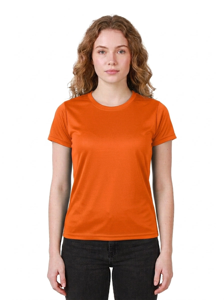 Womens/Girls polyster tshirt, thick fabric casual and gym tshirt (Orange)