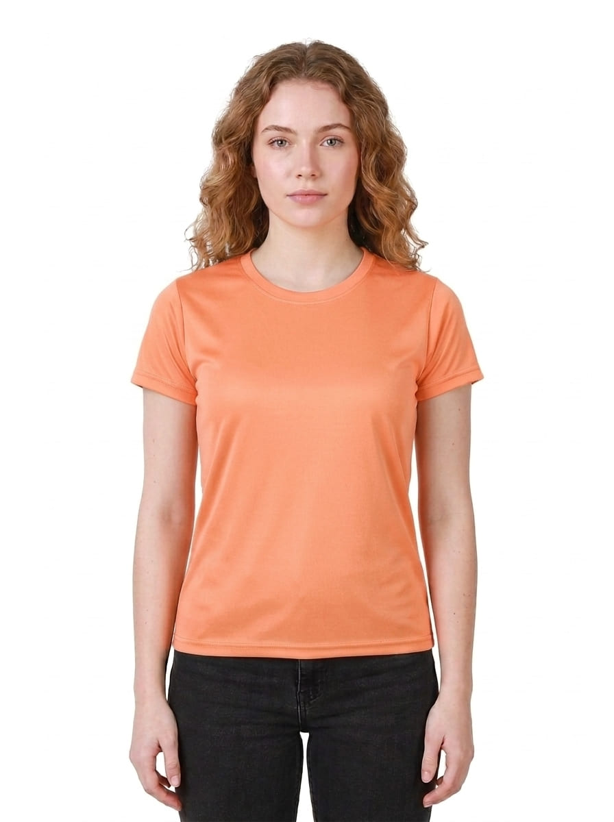 Womens/Girls polyster tshirt, thick fabric casual and gym tshirt (Peach)