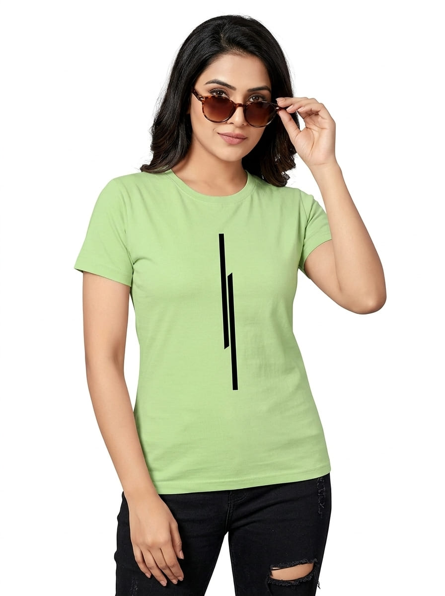 women's round neck striped printed regular fit trendy half sleeve t-shirts (pack of 1).