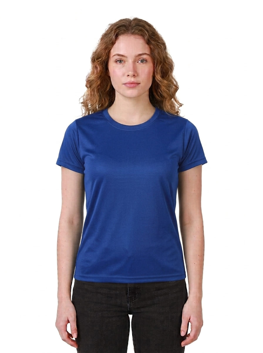 Womens/Girls polyster tshirt, thick fabric casual and gym tshirt (Royal Blue)