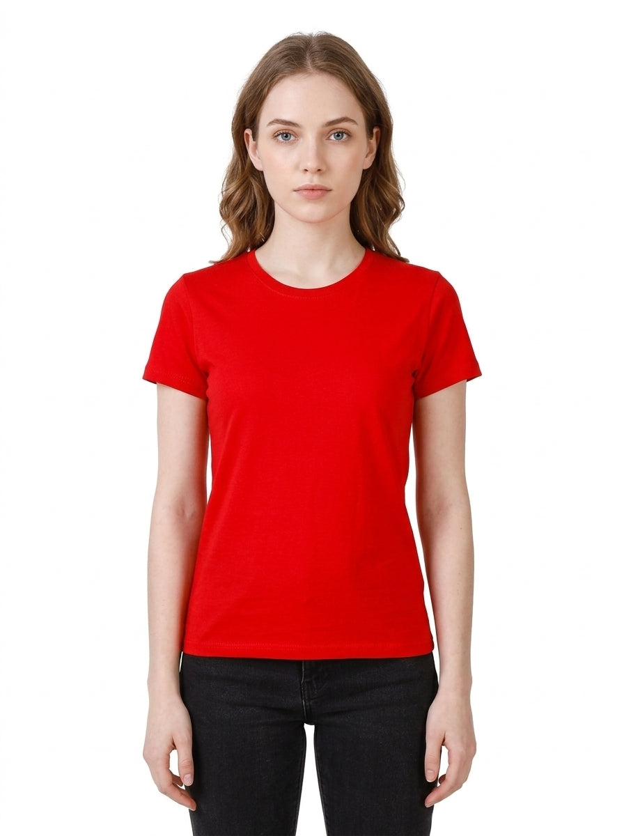 Womens/Girls polyster tshirt, thick fabric casual and gym tshirt (Red)