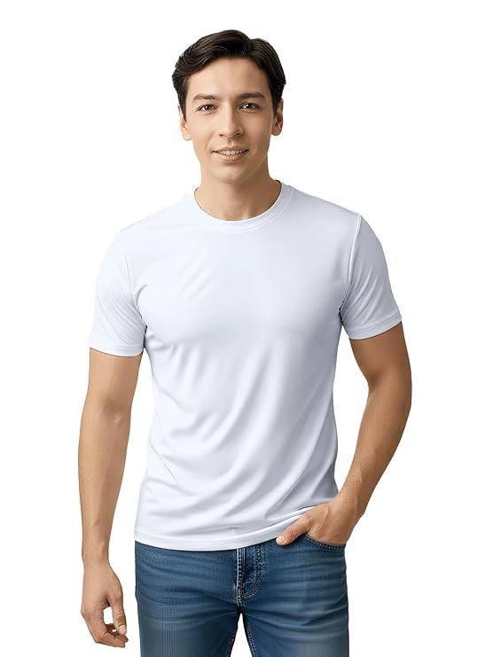 Mens Polyster 170 gsm Pack of 3 tshirts (Black-Navy-White)