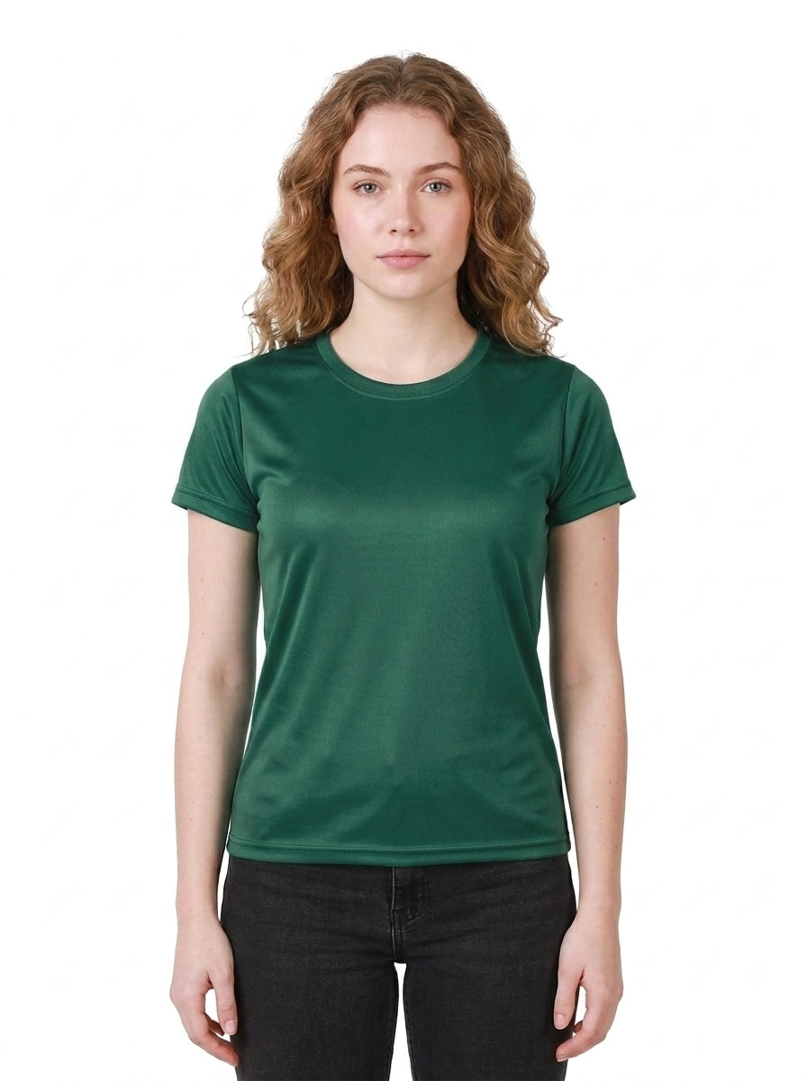 Womens/Girls polyster tshirt, thick fabric casual and gym tshirt (Green)