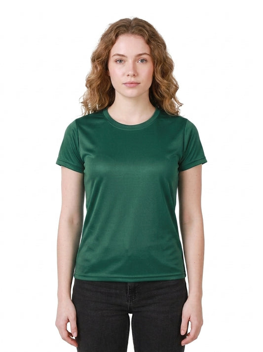 Womens/Girls polyster tshirt, thick fabric casual and gym tshirt (Green)