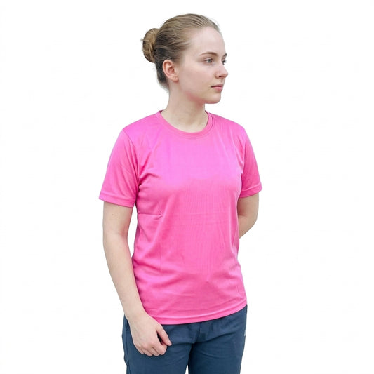 Womens/Girls polyster tshirt, thick fabric casual and gym tshirt (Pink)