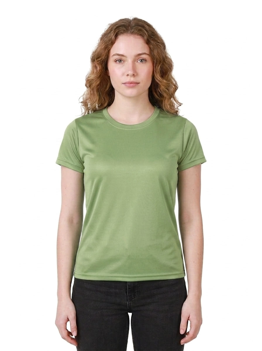 Womens/Girls polyster tshirt, thick fabric casual and gym tshirt (Pista)