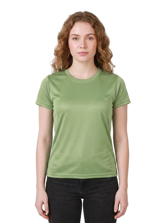 Womens/Girls polyster tshirt, thick fabric casual and gym tshirt (Pista)