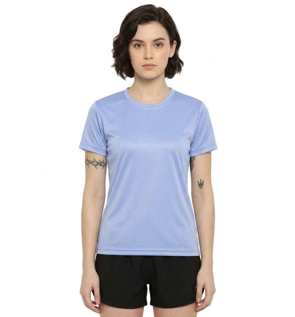 Womens/Girls polyster tshirt, thick fabric casual and gym tshirt (Sky Blue)