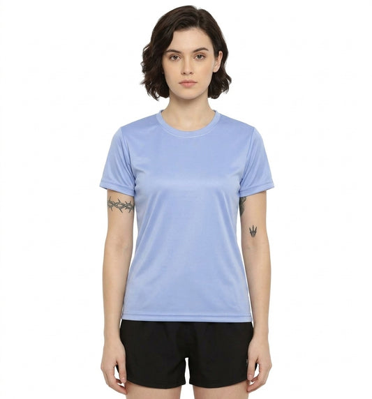 Womens/Girls polyster tshirt, thick fabric casual and gym tshirt (Sky Blue)