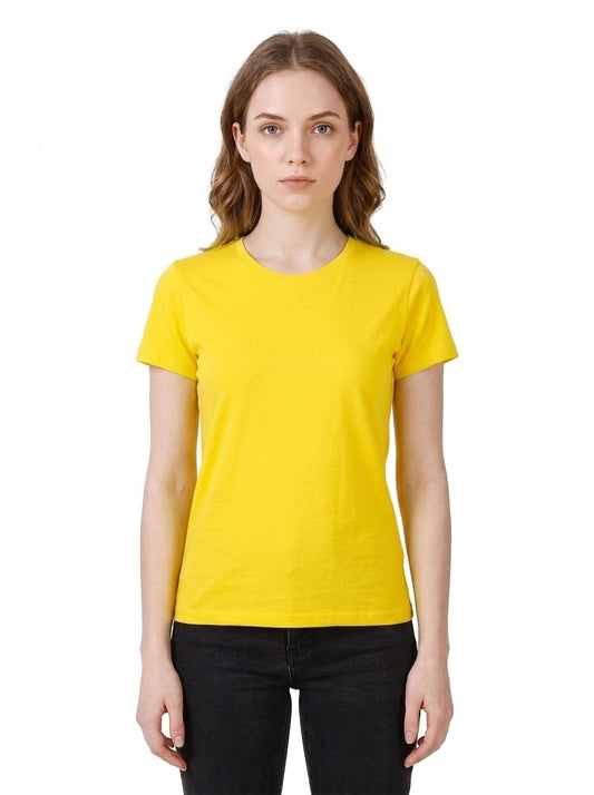 Womens/Girls polyster tshirt, thick fabric casual and gym tshirt (Yellow)