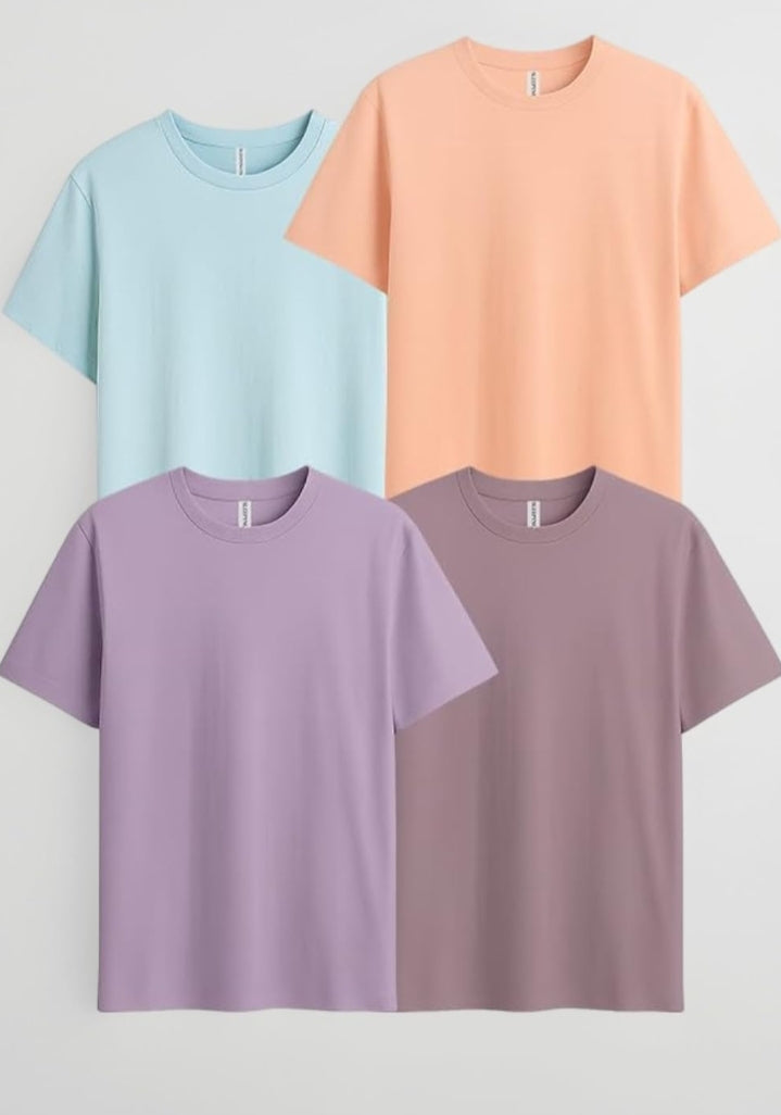 Mens Solid Pure Cotton tshirt, Pack of 4