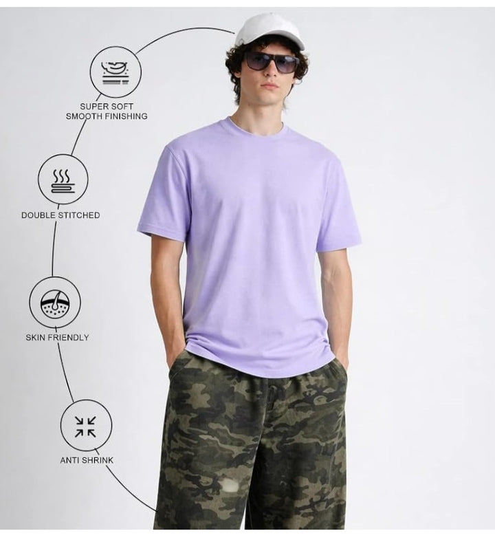 Mens Solid Pure Cotton tshirt, Pack of 4